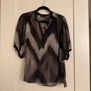 Zara Black and Brown Patterned Blouse